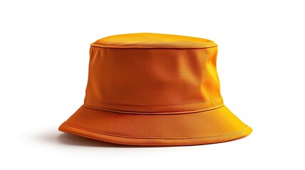 Fototapeta premium A bright orange bucket hat isolated on a white background.