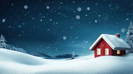 Fototapeta premium Snowy cabin in the woods
