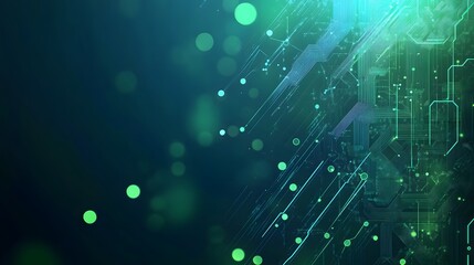 Fototapeta premium Abstract Digital Circuit Board with Green and Blue Glow