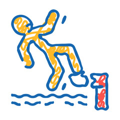 falling water man accident doodle icon sketch vector. falling water man accident sign. isolated symbol illustration