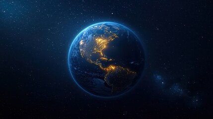 Obraz premium Earth illuminated at night from space