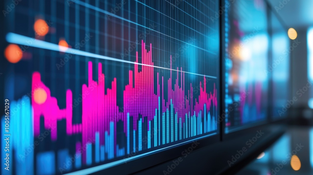 Poster colorful data visualization on digital display