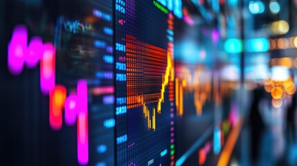 Fototapeta premium Colorful Stock Market Graph on Digital Screen