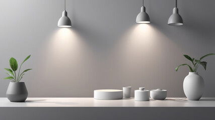 Gray Background for Product Presentation with Beautiful Lights and Shadows