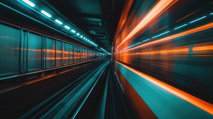 Obraz premium Dynamic Motion in Urban Subway Environment