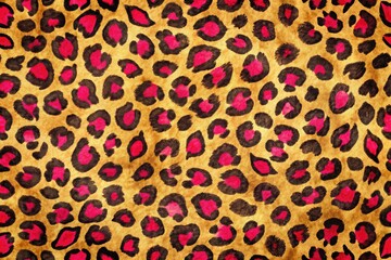 Fototapeta premium Vibrant leopard print pattern on textured paper with subtle sheen, fierce and playful, adds a wild touch to packaging, fashion, or home decor designs.