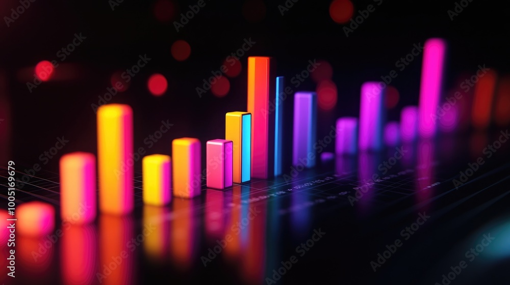 Poster vibrant data visualization with colorful bar graphs