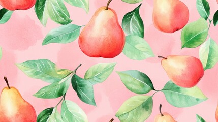 Seamless repetitive pattern background of fresh pear for fabric design