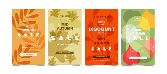 Autumn sale poster, banner instagram post template vector illustration