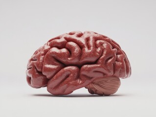 Highquality 3D illustration of a human brain with realistic texture and details displayed on a clean white background Ideal for use in medical presentations neuroscience research psychology and educat