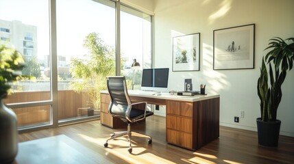 Modern Home Office with Bright Natural Light