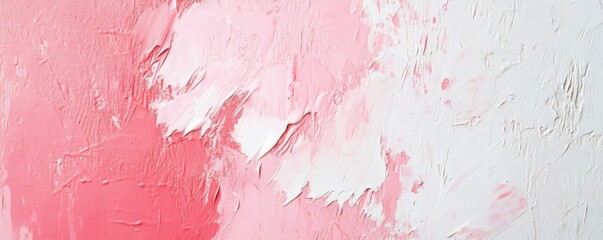 Fototapeta premium Textured pink and white abstract painting, close