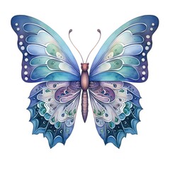 Detailed Watercolor of a Vibrant Butterfly with Ornate Wing Patterns