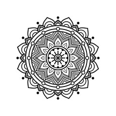 Intricate Black And White Mandala With A Central Circle.