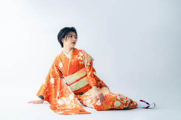 Fototapeta premium 着物を着た女性のポートレート 成人式 着付け