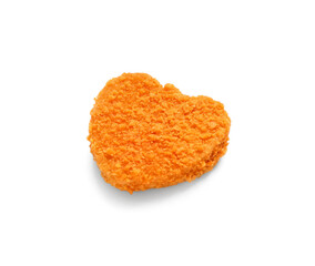 Tasty nugget in shape of heart on white background. Valentine's Day celebration