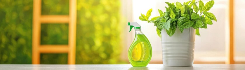 Fototapeta premium Detergent liquid pouring smoothly into a washing machine, bright and fresh commercial aesthetic with glowing results