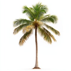 Vector illustration of coconut tree with leaf closeup view