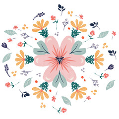 pink flower with confetti flowers