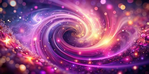 Fototapeta premium Vibrant pink and purple hues swirl together in a mesmerizing glittering vortex, evoking a sense of whimsical fantasy and enchantment in this magical background design.