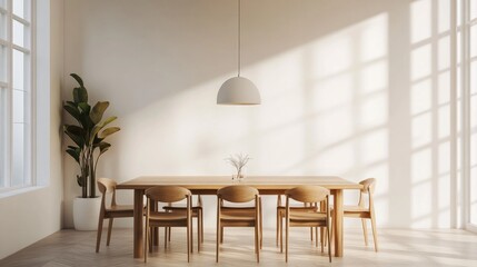Modern Minimalist Dining Room with Natural Light