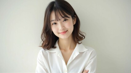 Portrait of a Japanese Woman with a Natural Smile - Bright and Clean Expression