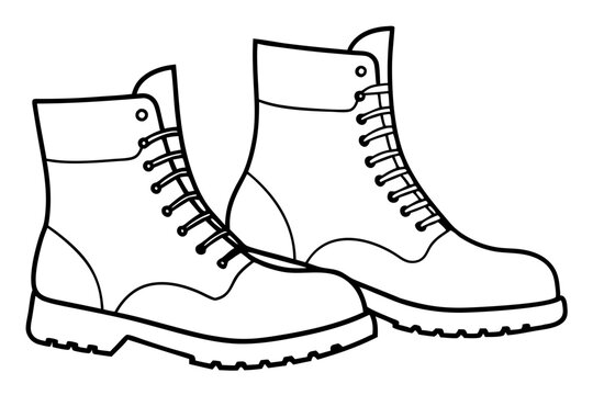 black and white combat boots clip art preview