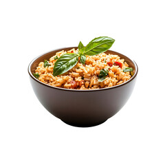 Rice with vegetables isolated on white background 