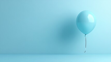Single Light Blue Balloon on a Light Blue Background