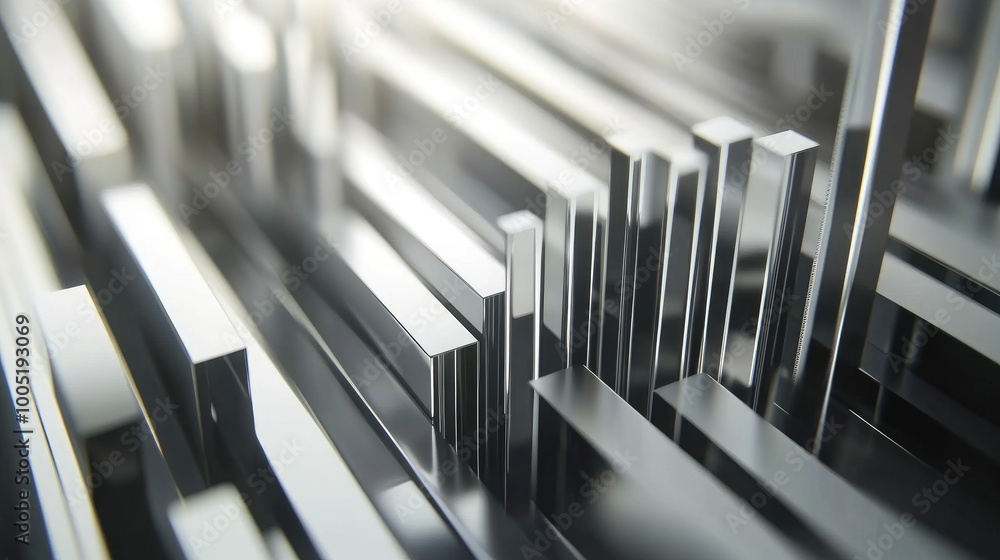 Poster abstract metallic structure with shiny bars and lines