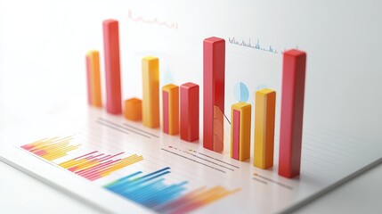 Colorful Bar Graph and Chart on White Background
