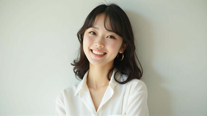 Confident Asian Businesswoman in White Shirt – Professional Portrait
