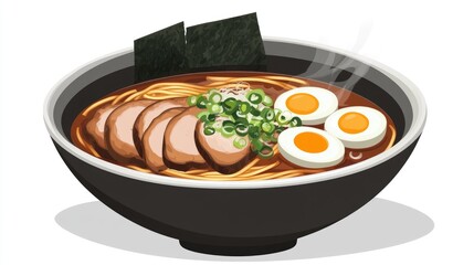 Delicious Bowl of Ramen with Egg and Meat Slices