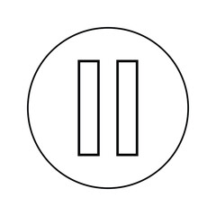 Pause Line out icon with circle.