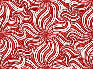 Obraz premium Vibrant red and white geometric patterned background with dynamic swirls and bold stripes, creating a modern and energetic visual contrast, ideal for graphic design projects.
