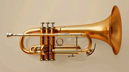 Naklejka premium Golden Mellophone on Clean Background