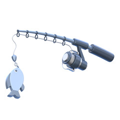 3d icon Fishing Strike, 3d illustration, 3d element, 3d rendering.