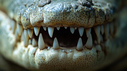 Obraz premium Close-Up of Alligator Teeth and Jaw, Sharp and Powerful