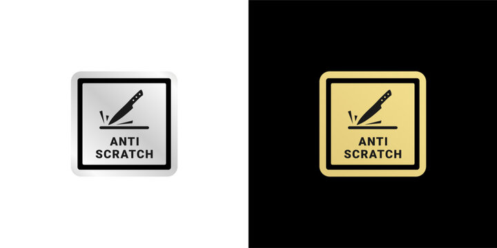 Anti scratch label or anti scratch logo vector isolated in flat style. Best anti scratch label vector for product packaging design.