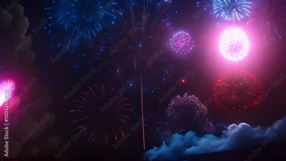 Leinwandbilder colorful fireworks burst in the night sky, illuminating the darkness with a dazzling array of hues a