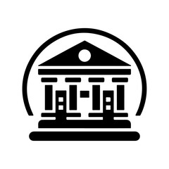 Black silhouette court bank vector icon illustration on a transparent background