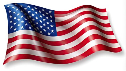 Obraz premium Vibrant stars and stripes waving in the wind, proud American flag clipart with crisp folds and subtle shadows, symbolizing freedom and patriotism.