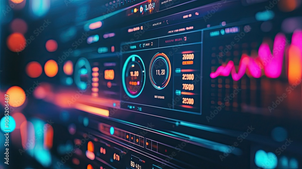 Poster Futuristic Web Hosting Dashboard Display