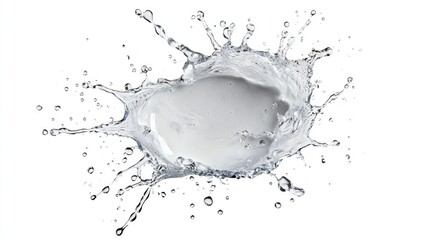 A water splash with droplets and a crown-shaped splash.