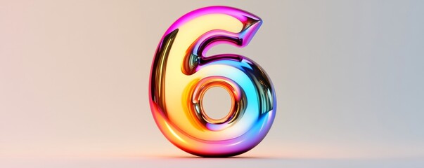 Obraz premium Colorful 3d number six on gradient background