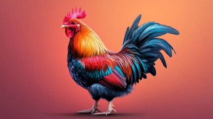 Fototapeta premium Colorful Chicken on Clean Background in Vector Style