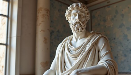 Obraz premium Stoic Statue, Roman And Greek Stoics And Stoicism Motivational And Inspirational Quotes
