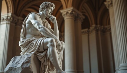 Fototapeta premium Stoic Statue, Roman And Greek Stoics And Stoicism Motivational And Inspirational Quotes