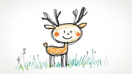 Fototapeta premium Simple Red Deer Stick Figure Drawing