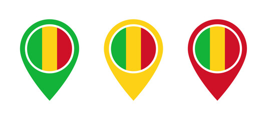Mali flag location icon set